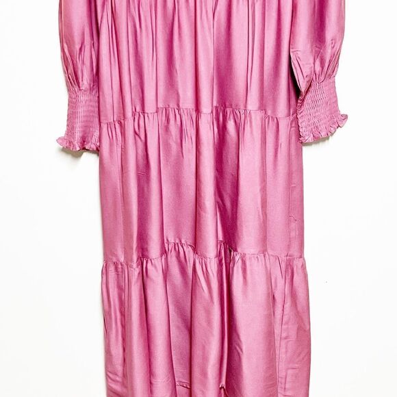 NWT Zesica Rose Long Sleeve Smocked Tiered Ruffle Peasant Dress Sz M (L) - Picture 3 of 4